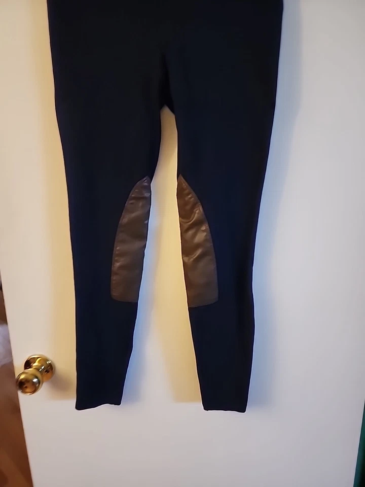 Ralph Lauren Etiqueta Negra Mujer’s Azul Marino Imitación Cuero Ribete Leggings Pantalones Talla M Foto 4 de 4