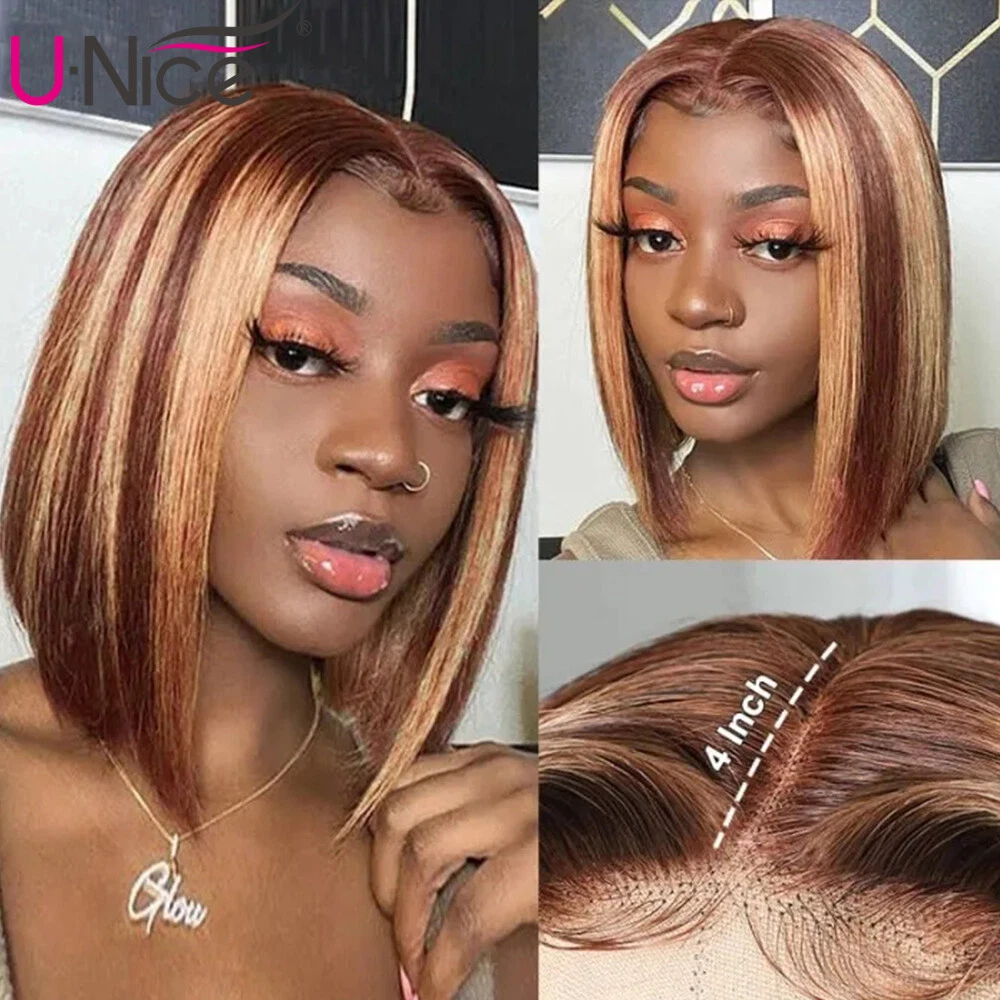 Malaysian Ombre Highlight Blonde Bob Straight Lace Front Human