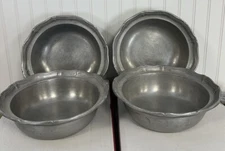 4 Vintage Bon Chef 9062-N  Aluminum Pewter Salad Serving Bowls 10.5” D 3” Tall