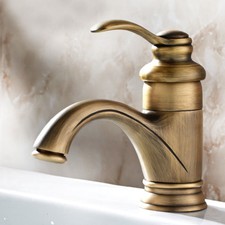 Antique Brass Bathroom Basin Faucet Vessel Sink Mixer Tap Single Hole/Handle