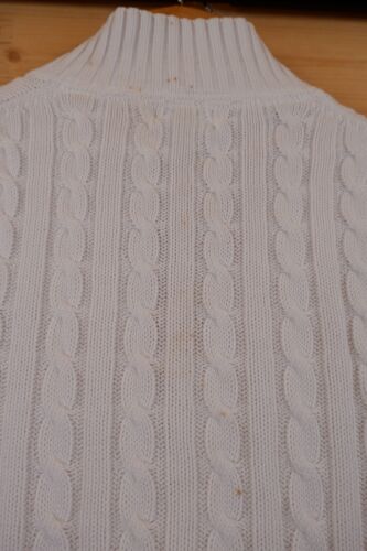 L.L. Bean Cable Knit Cotton Zip Cardigan Jumper Small White - Picture 7 of 7