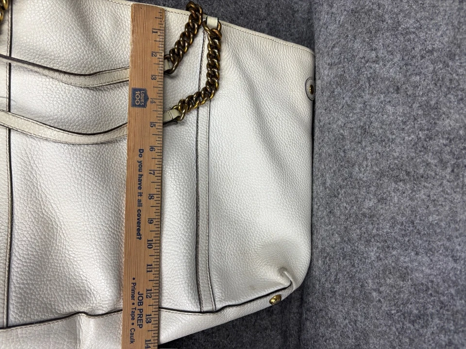 Dolce & Gabbana Leather Tote Handbag Women's Ivory Leopard Gold Chain Handles - Image 4 of 4