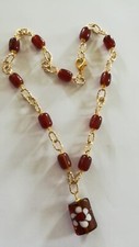 Collana di corniola mm 12x15 con ciondolo.  Spedizione  gratuita
