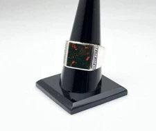 Bloodstone Gemstone Ring Mens Signet Ring Silver Vintage Gifts For Valentine Day