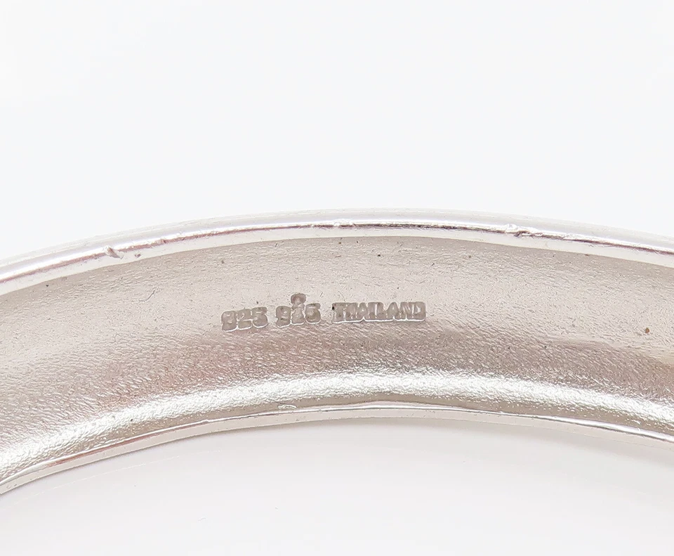 925 Sterling Silver  Vintage Ruby & Topaz Cluster Bangle Bracelet BT9781 - Image 3 of 4