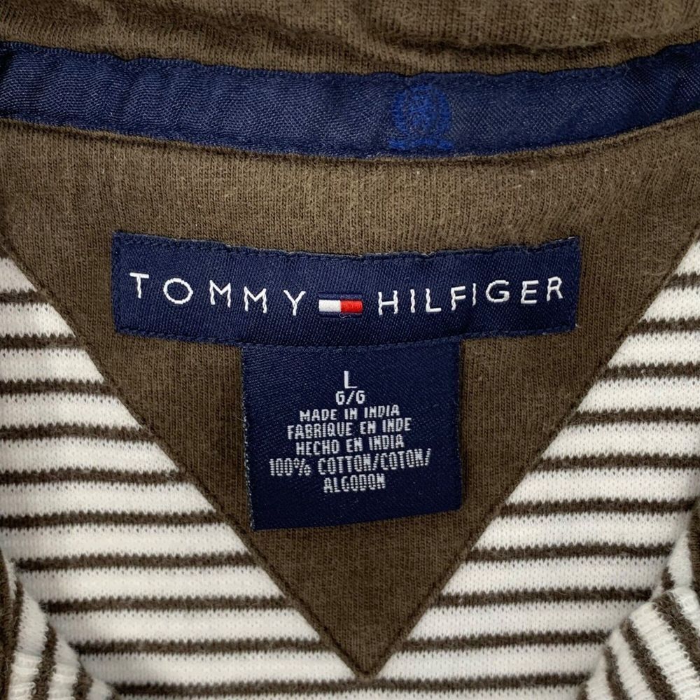 Tommy Hilfiger Brown & White Stripe Men's Polo Shirt Size Large thumbnail 5
