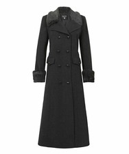 De La Creme - Women's Military Faux Fur Trim Maxi Coat