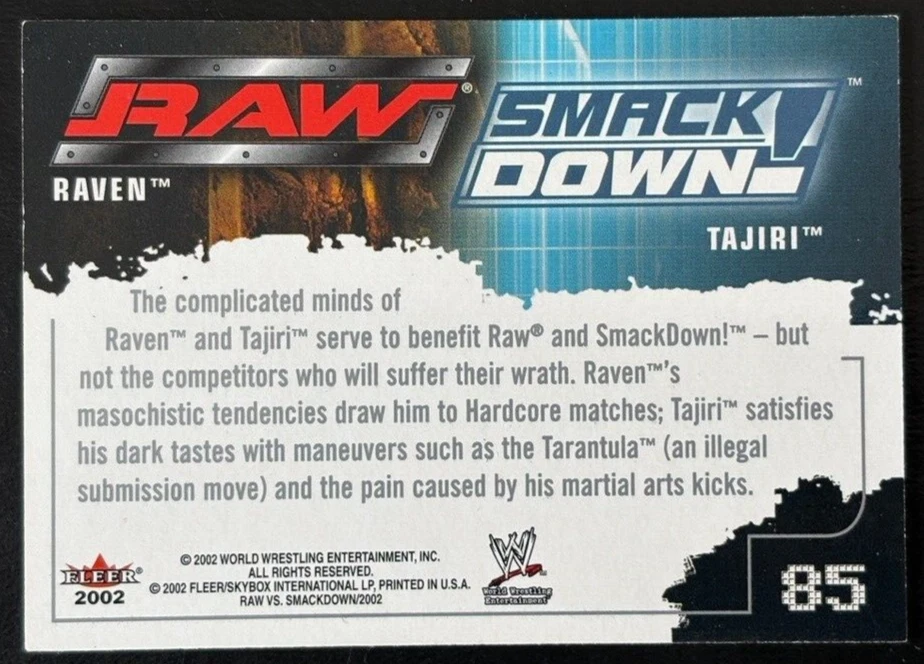 Raven vs Tajiri 2002 Fleer Raw vs Smackdown WWE #85 - Image 2 of 2
