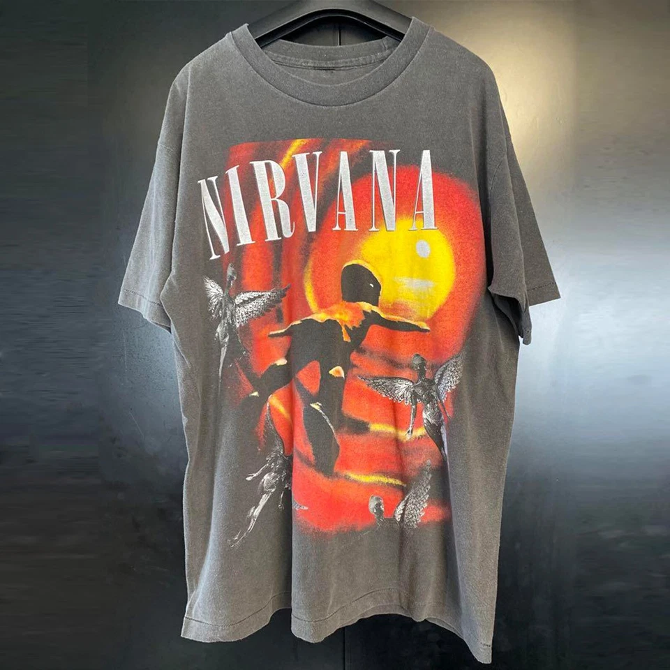 NIRVANA Kurt Donald Cobain 90s Vintage Rock Band T-shirt Black Men XL Size Japan - Image 2 of 4