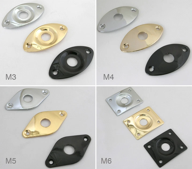 Universal electric guitar input jack plate socket