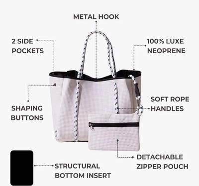Pop Ups Brand Everyday Neoprene Tote Black & White