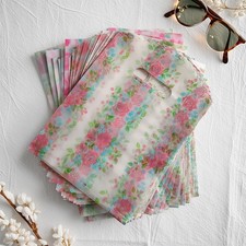 100pcs Floral Gift Bags Plastic Party Favor Bags Reusable Shopping Tote Bags