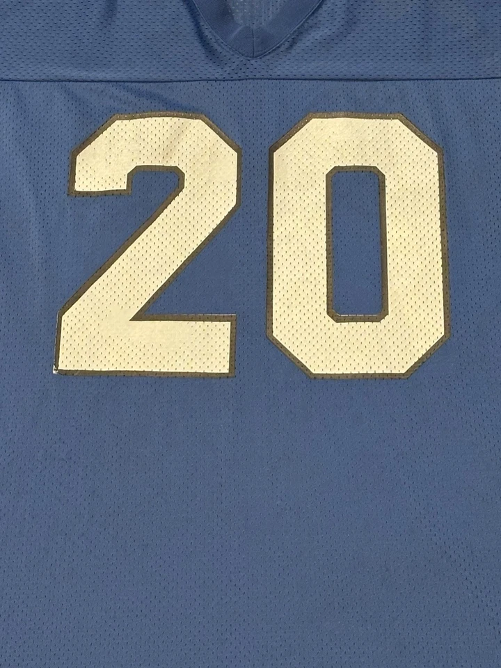 复古 90 年代冠军男式 NFL 底特律狮子巴里·桑德斯球衣蓝色 52 码 — 第 2/4 张图片