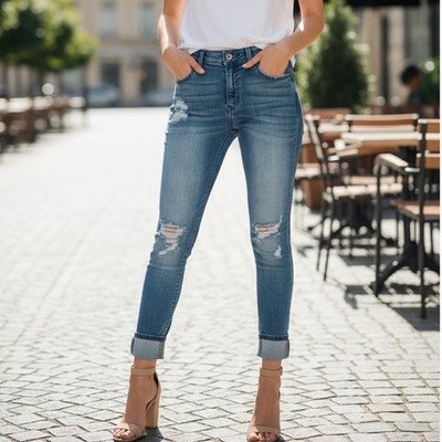 KanCan Womens Mid Rise Destroyed Skinny Jeans Medium Wash KC8294M NWT SZ 3 (25)