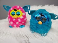BROKEN FOR PARTS LOT 2 Vintage 2012 TIGER Furby Boom White Pink Dotted Blue