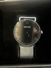 Nine West Mens Asher Watch NWW1620M Stainless Mesh Band Black Face. NEW