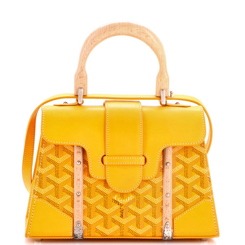 Goyard Structured Saigon Top Handle Bag Coated Canvas with Leather Mini