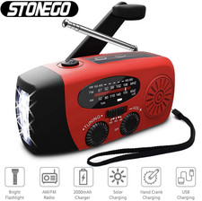 Emergency Solar Hand Crank Weather Radio 8000mAh Power Bank Charger Flash Light