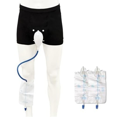 Condom Catheters for Elderly Men Age 80 - Wearable Urinal Underwear with Sili...