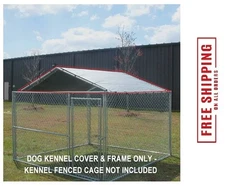 Outdoor Dog Kennel Cover Cage 10 x 10 ft Large Roof Pet House Steel Shade Fence