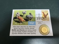(1568) 24-9-2025 - Bluey with Emu & Chicken (poultry stamp + $ 1.00 Bingo coin)