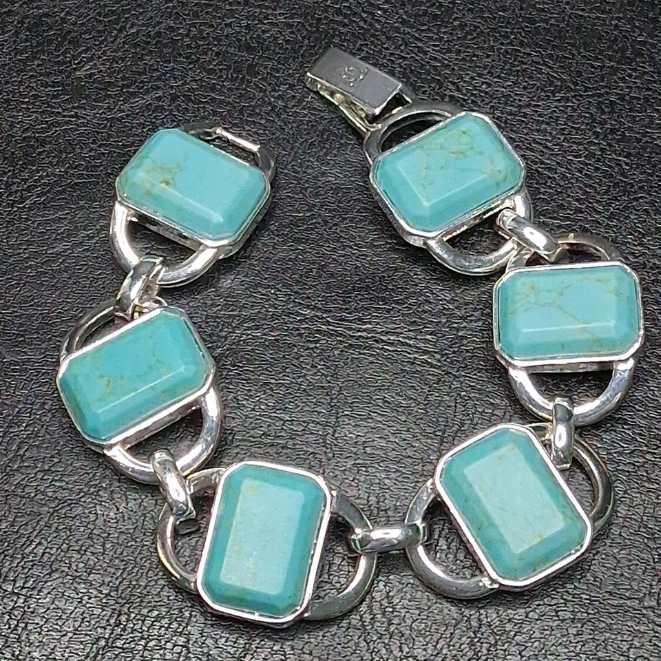 Pulsera RLL RALPH LAUREN Cristal Turquesa Eslabón Tono Plata. 14.689 Foto 4 de 4