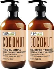 Coconut Shampoo Conditioner Set Sulfate Free Anti Frizz Hydrating Hair