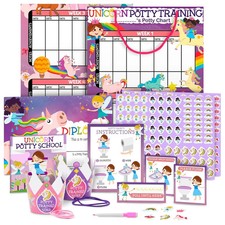 Potty Training Chart for Toddlers Girls, Unicorn 5 Piece Set, Unicorns 1