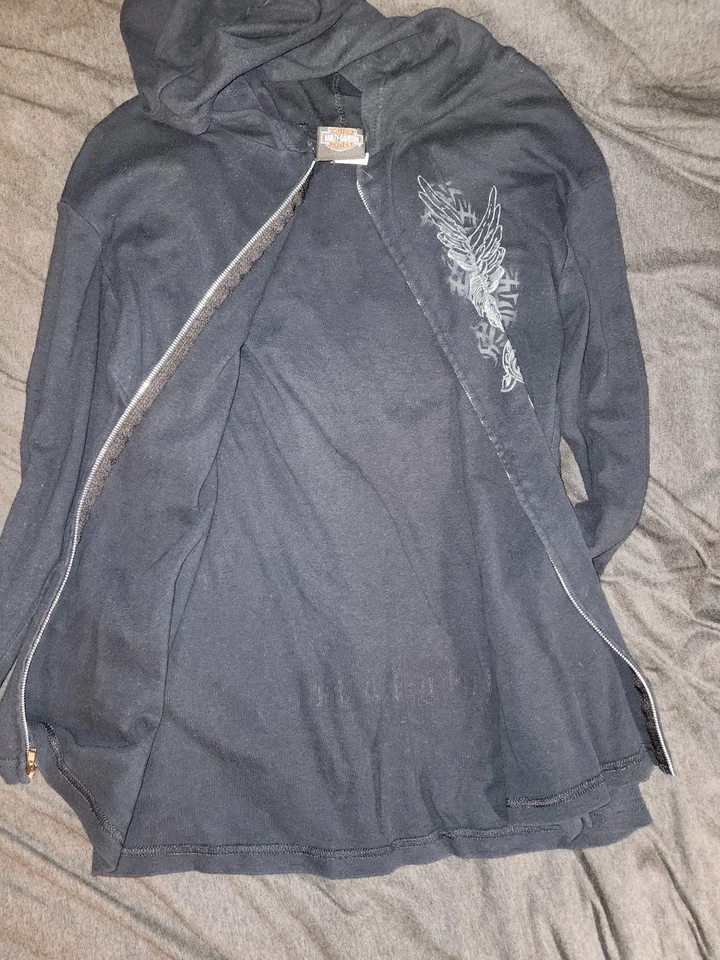 Harley Davidson женщин с капюшоном свитер ~ ~ размер большой, черный, Рено Невада, мотоциклиста - Изображение 4 из 4