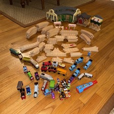 Vintage HUGE LOT Thomas  Friends Wooden Railway Trains Tracks And More 100 Pc