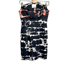 Black Halo Strapless Dress Fitted Cutout Mini Dress Blue White Peach Size 2