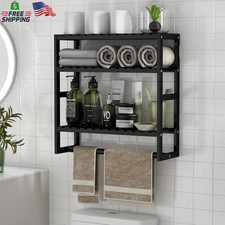 PPN Towel Rack Bathroom Storage Shelves over the Toilet with Towel Bar 100 Bamb