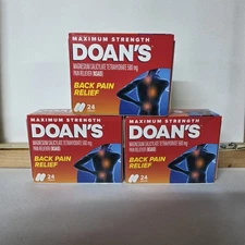 LOT OF 3 BOXES -Doan's MAX STRENGTH 580mg CAPLETS 24CT Back Relief 07/2028 