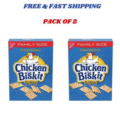Chicken in a Biskit Original Baked Snack Crackers, Family Size, 12 oz pack of 2