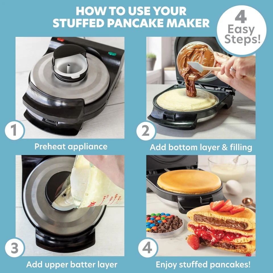 Máquina de panqueques rellena eléctrica - Haz un gofre relleno gigante o pastel de sartén en Mi... Foto 2 de 4