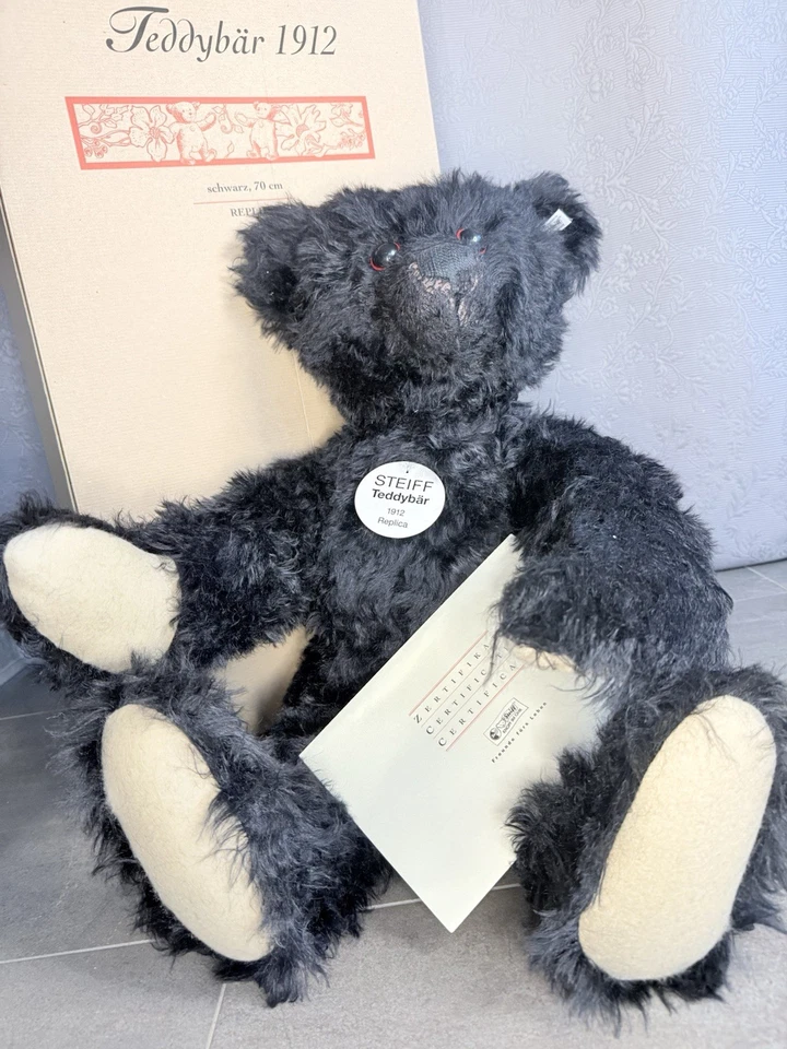 Steiff Teddybär 1912  Mohair Bär 70cm schwarz Titanic-Edition Groß Teddy - Bild 4 von 4