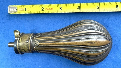 Antique COLT POCKET or CASED PISTOL COPPER & BRASS FLUTED PATENT POWDER FLASK