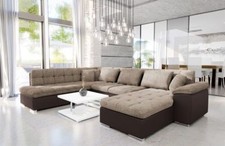 U-Shaped Corner Sofa Bed with Storage New Springs Faux Leather Fabric NIKO BIS