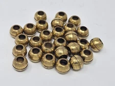25 pcs VTG Gold Solid Raw Brass Metal Grooved Barrel Beads 10mm Crafts Jewelry