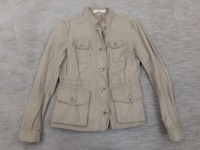 Ann Taylor Loft Jacket Women's S Khaki Beige Utility Zip Front