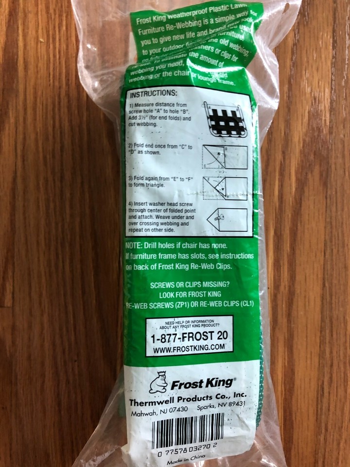 Frost King Green Lawn Furniture Rewebbing eBay