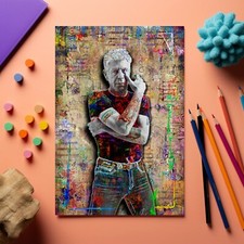 Anthony Bourdain 12x12in Pop Art Poster, Anthony Bourdain Print Free Shipping US