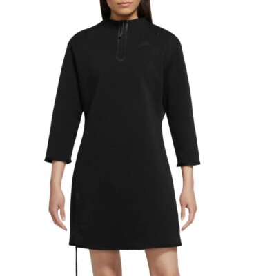 NIKE SPORTSWEAR TECH FLEECE ESSENTIAL DRESS (XS) DQ6741-010 BLACK NWT