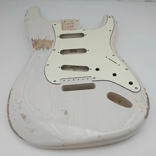 3lbs 15oz Nitro Lacquer Aged Relic White Blonde S-Style Custom Guitar Body