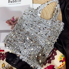 100g Sparkling Sequin Yarn Metallic Crochet Yarn Bags Crafting Thread Sewing