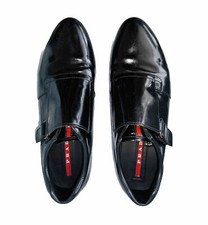 PRADA Black Patent Leather Hook & Loop Linea Rossa UK 7.5 US 8.5