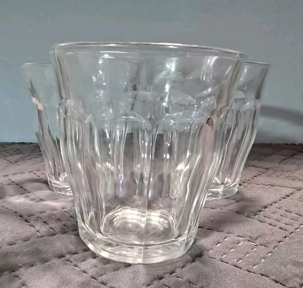 Duralex Picardie Glass Tumblers 3.5" Lot of 3 Made In France Gently Used Retro 
