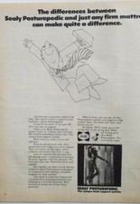 Sealy Posturepedic Verso 1972 Cualquier colchón de cama firme Happy Man anuncio de colección