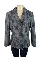 Lovely Gray  Black Floral Patterned Blazer Jacket Women  s
