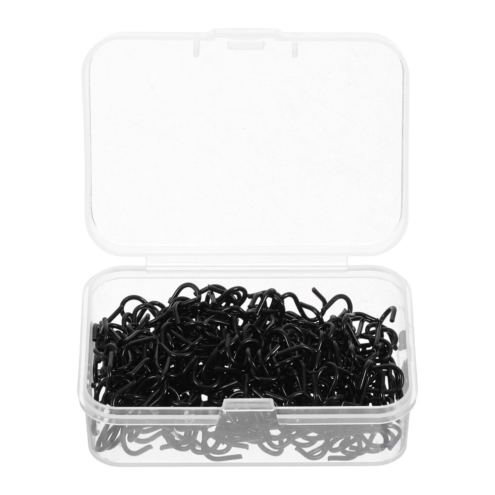 200 Pcs Black Mini Metal Hook Hangers for Ornaments Keys Closet Storage